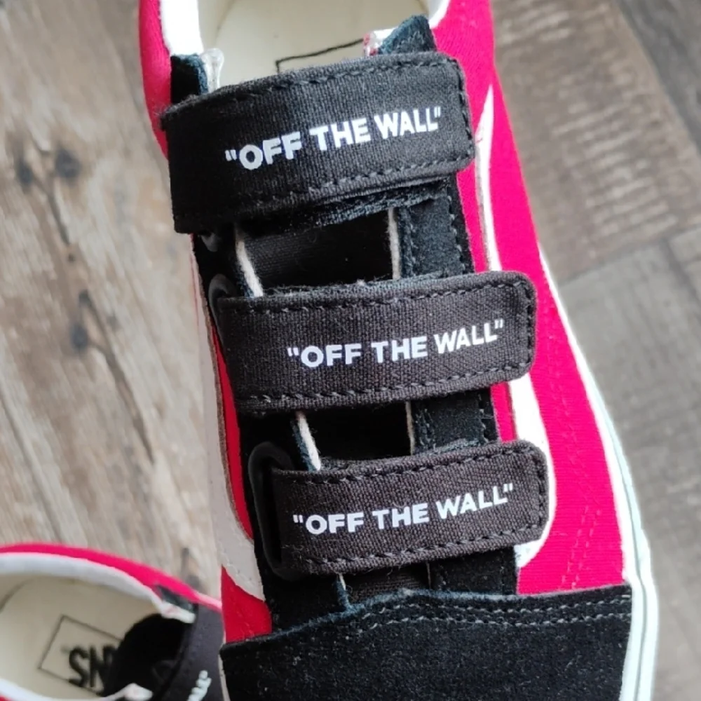 Unisex Vans' Black and Red Checkered Sneakers, Skateboard, Velcro Straps